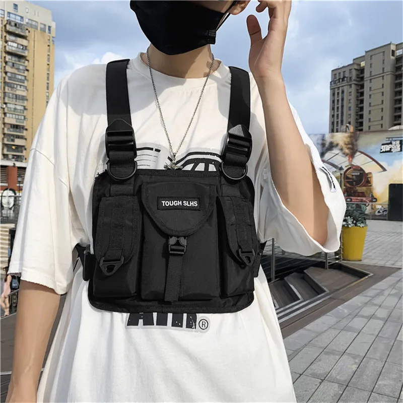 Sacs de poitrine en Nylon de haute qualité pour hommes, gilet de sport unisexe Hip Hop, sac de plate-forme de poitrine multifonction, Streetwear, sacs de taille, 2022