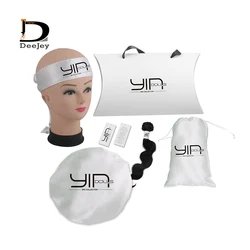 Custom LOGO Hair Extension Bundles Packaging Sets Human Virgin Hair Adhesive Wrap Hang Tags Bonnets Satin Package Bags Box kit