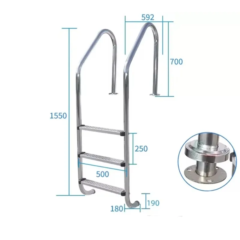 Customizable non-slip pool ladder SL 3 thick 304/316 stainless steel