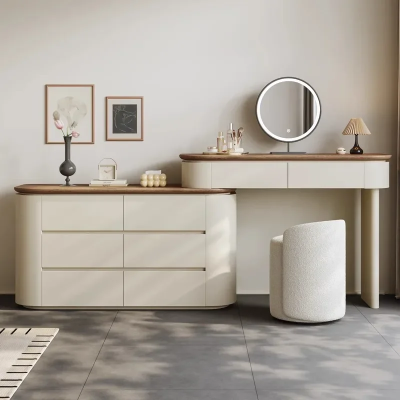 غرفة نوم، خزانة بجانب السرير، خزانة ملابس، خزانة صدر، خزانة تخزين خشبية صلبة حديثة مدمجة، طاولة مكياج عتيقة #2