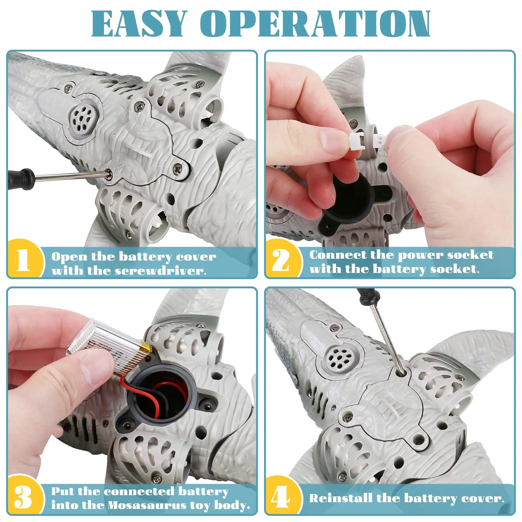 Zdalnie Sterowany Mosasaurodaźń, Zabawka Łódka Dinozaur, Elektryczny Zwierzak Wodny na Pilot 2.4GHz dla Dzieci, do Użytku na Zewnątrz, do Basenu, na Lato, Prezent Urodzinowy dla Chłopców