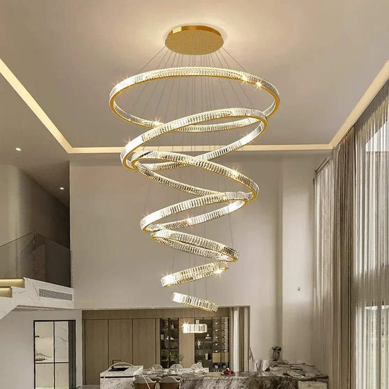 

Современное украшение дома, хрустальная люстра, лестница, подвесной светильник, подвесные светильники для гостиной, внутреннее освещение