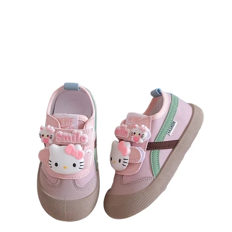 

Hot Sanrio Hello Kitty Girl Sneakers Child Spring Autumn Soft Sole Canvas Kawaii Anime Cartoon Fashion New Style Casual Shoes