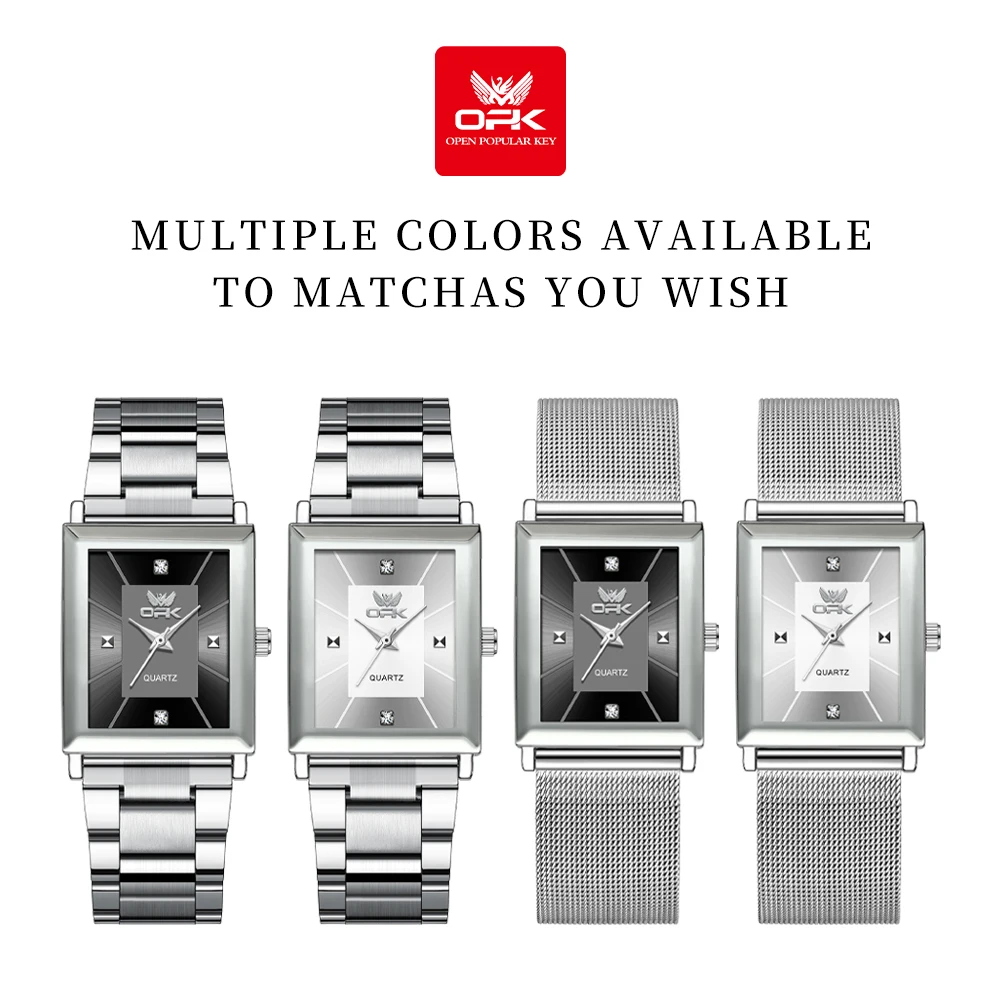 OPK 6029 Casual steel strip rectangular dial men\'s quartz watch