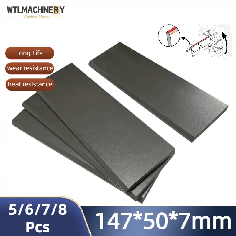 

147x50x7mm Carbon Vane Graphite Carbon Sheet For Vacuum Pump Blades Suit For Compressor Air Pump 5/6/7/8 Pcs