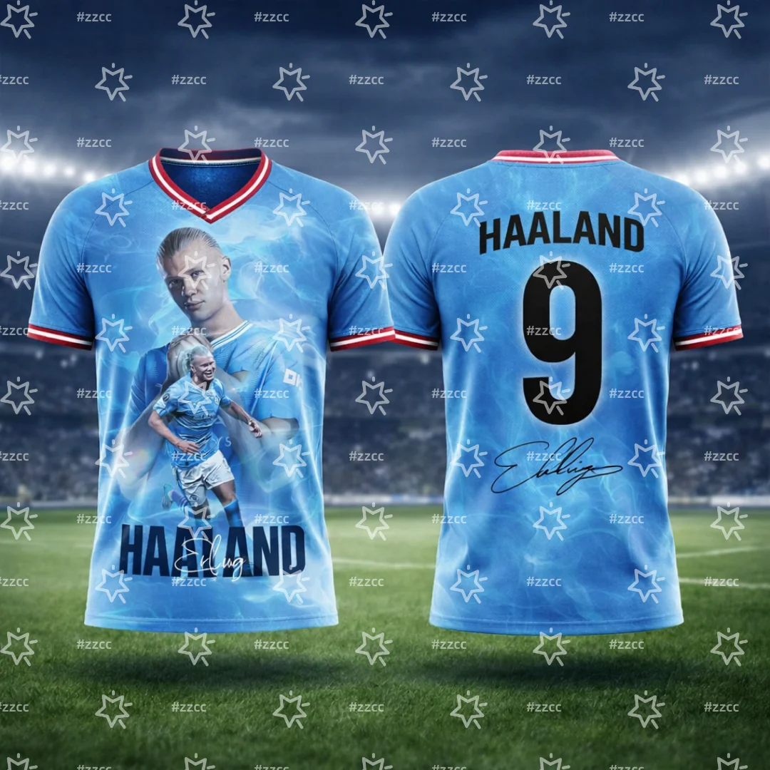 2026 Erling Haaland Nr. 9 Fußballtrikot Match- & Trainingsset Sommer Sport Herren T-Shirt Kinderbekleidung Tee Y2K Damen – Detail 1