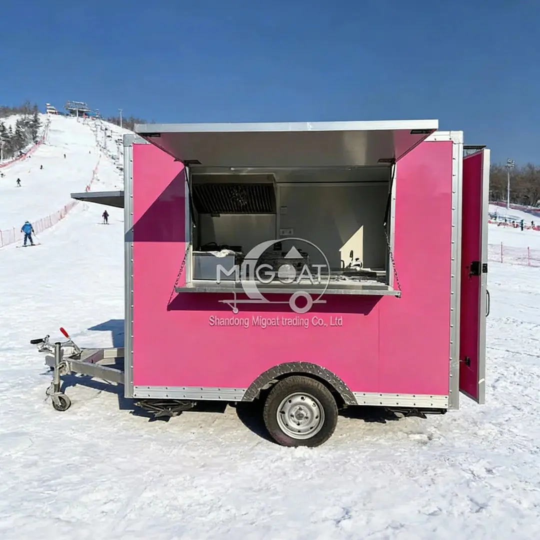 

Custom Pink Commercial Stainless Steel Mobile Food Cart Outdoor Snack Vending Kitchen Trailer AliExpress Compliant