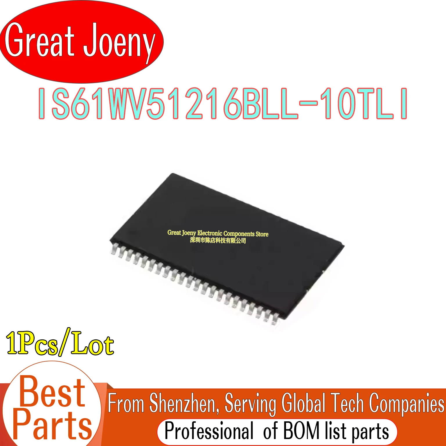 

100% Brand New Original IS61WV51216BLL IS61WV51216BLL-10TLI IS61WV51216 IC Chipset TSOP-44