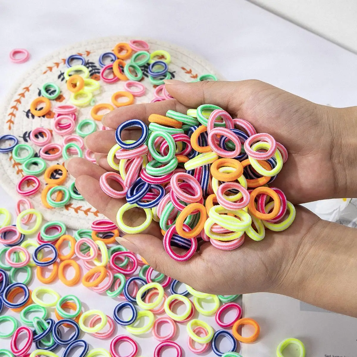 100pcs Colorful Small Elastic Hair Ties for Girls - Non-Slip and Gentle on Hair