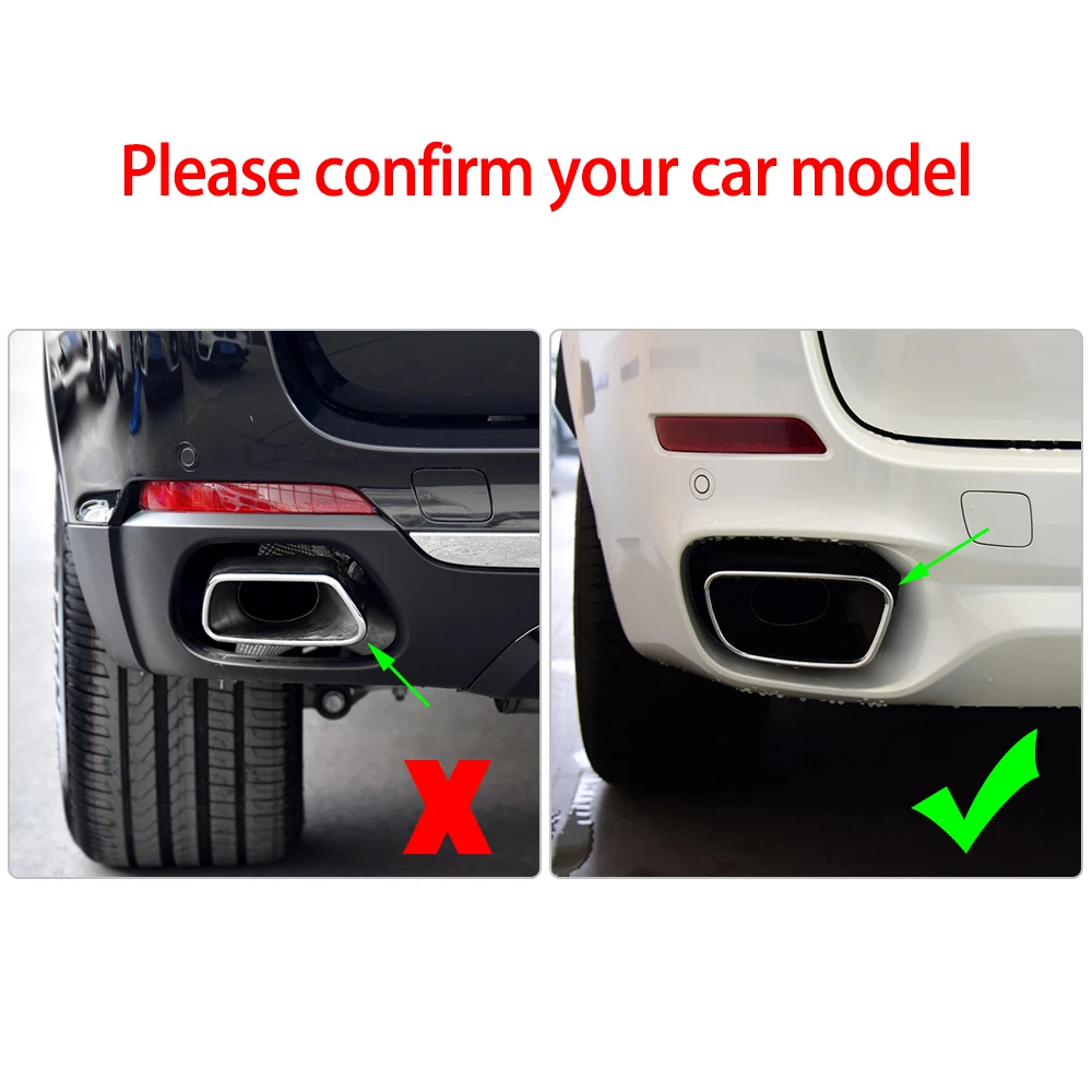 For 2014-2018 BMW X5 X6 F15 F16 black aluminum alloy car muffler exhaust pipe tail cover decorative sticker For M Sports Version