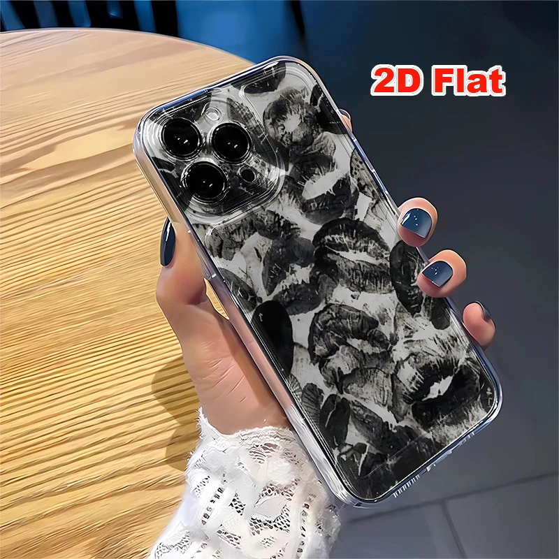 2D Flat Soft Silicone Phone Case For iPhone 17 Pro Max 16 18 Pro 13 11 15 14 Plus 12 17 16E 17Promax Shockproof Transparent Funda Cover