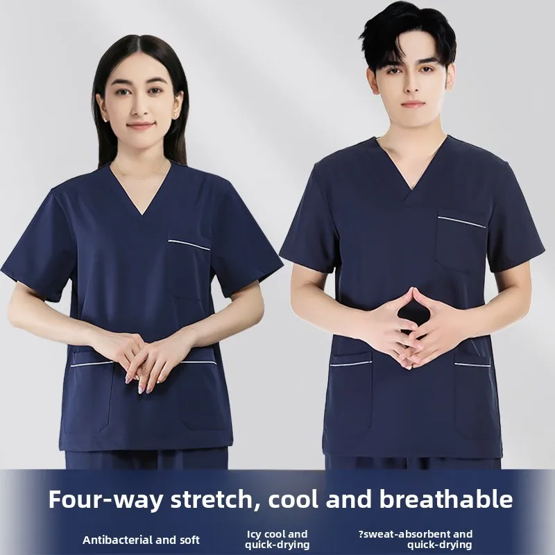 stretch-quick-dry-scrub-top-short-sleeve-for-doctors-dentists-veterinary-surgery-operating-room