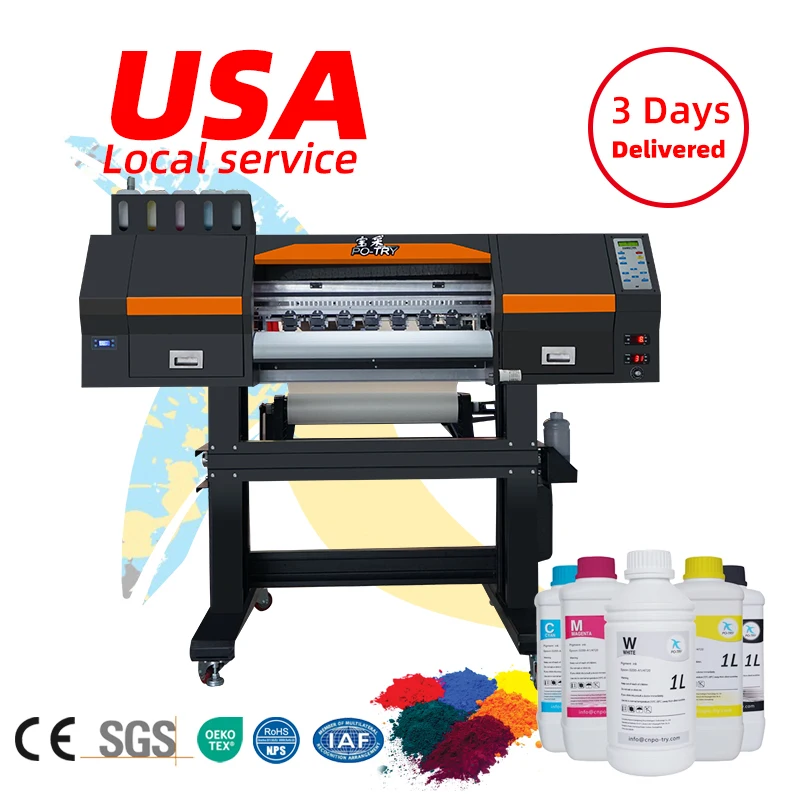 Po-Try DTF Printer impresora DTF 60cm Transfer Digital Printing Machine 2 i3200 Direct To Film Roll DTF Printer For T-shirt