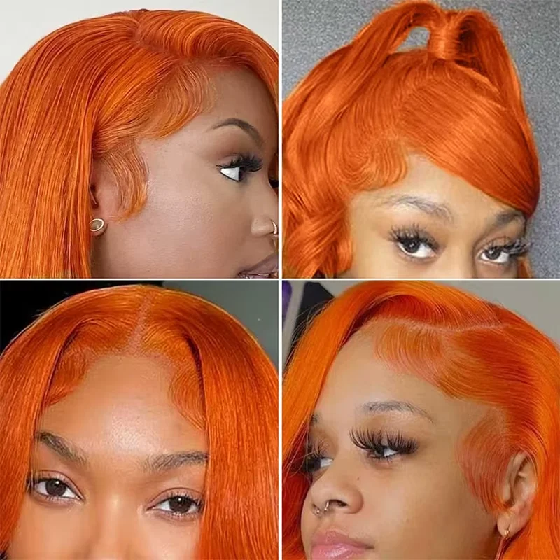 # Peruki typu lace front z włosów naturalnych, 350 Ginger Orange, 13x6 HD, gęstość 210%, body wave, peruka z prawdziwych ludzkich włosów 100%