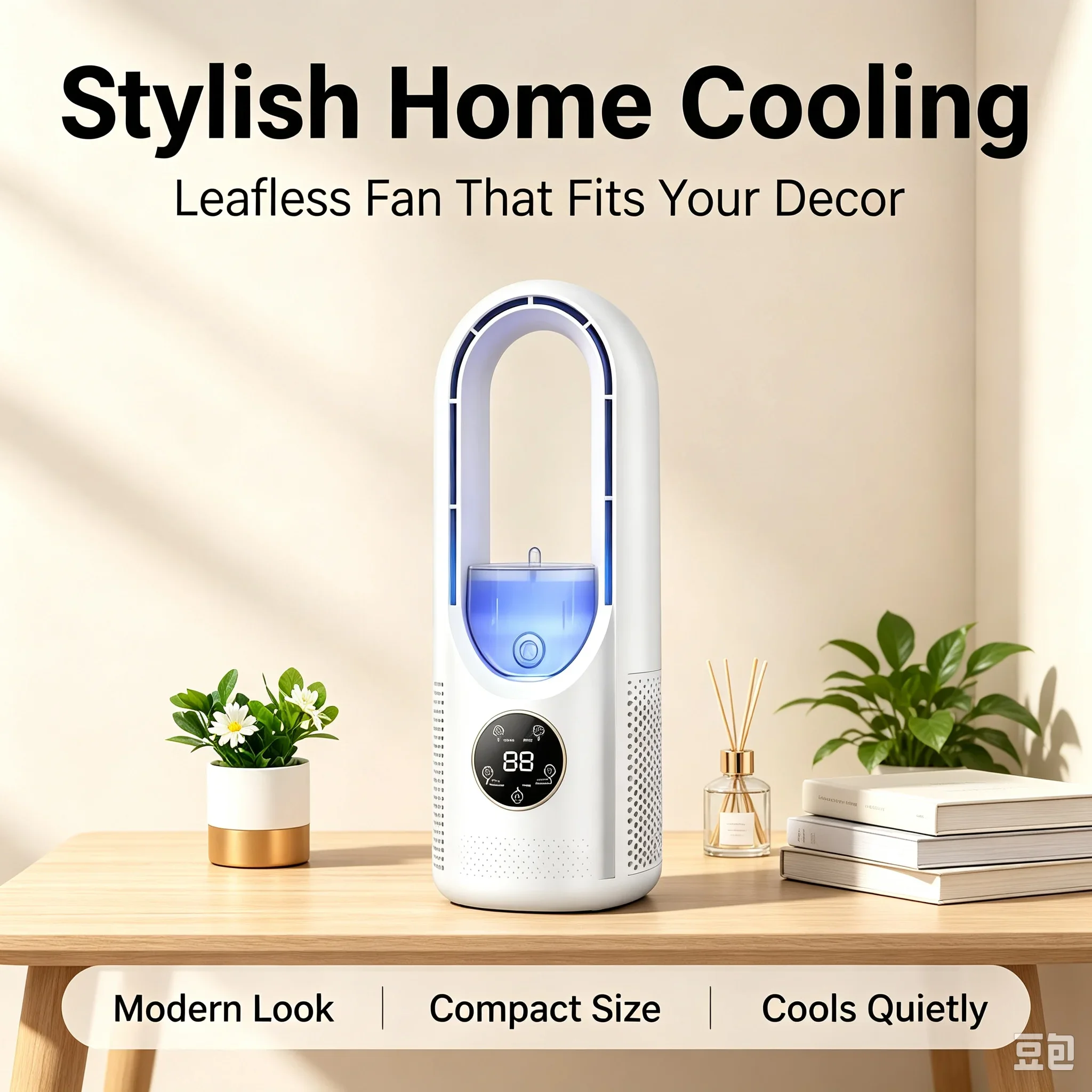 Desktop Cooling Fan Humidifier 2 In 1 Silent Circulation Air Cooler With Touch LED Display For Office Bedroom Dorm