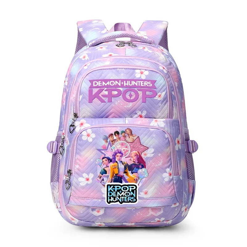 Sacs à dos K-POP Demon Hunters avec imprimé floral Rumi Mira Zoey HUNTR/X Saja pour garçons, sacs d'école pour étudiants, sacs de voyage pour ordinateur portable