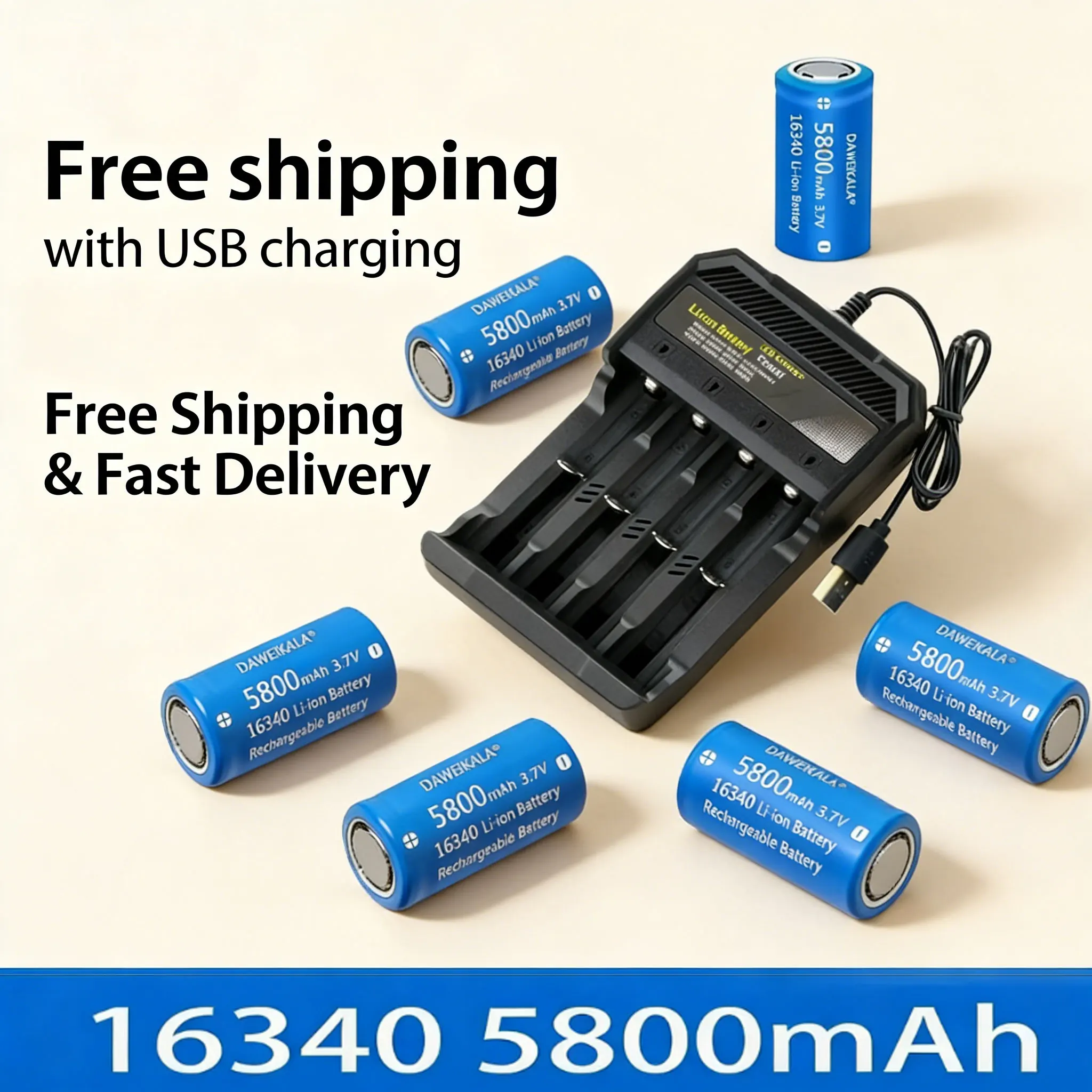 5800Mah 3.7V 16340 …