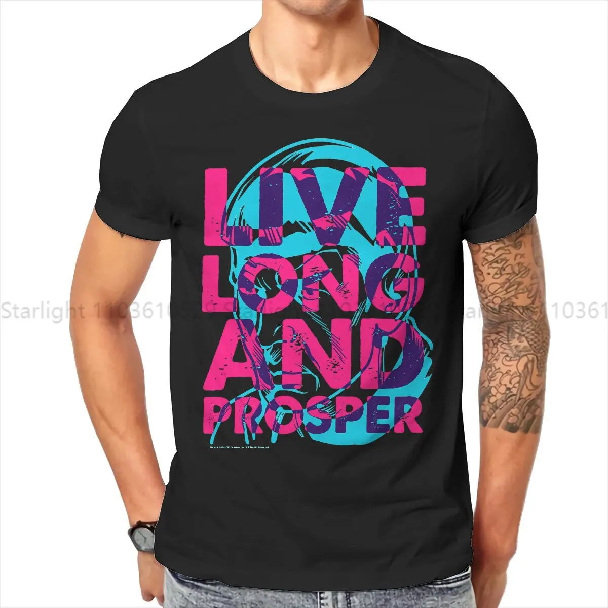 Spock Neon TShirt For Men Starr Trrekk Clothing Novelty T Shirt Comfortable