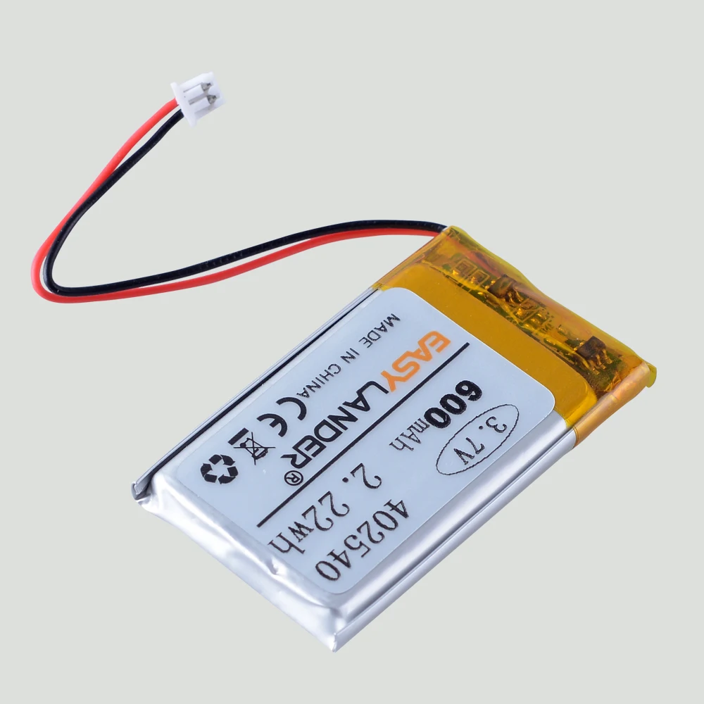 XHR-2P 1.25 مللي متر 3.7 فولت 600 مللي أمبير 402540 ليثيوم بوليمر قابلة للشحن يبو بطارية ليثيوم أيون ل GPS MP3 تنقية ساعة ذكية ضوء الليل