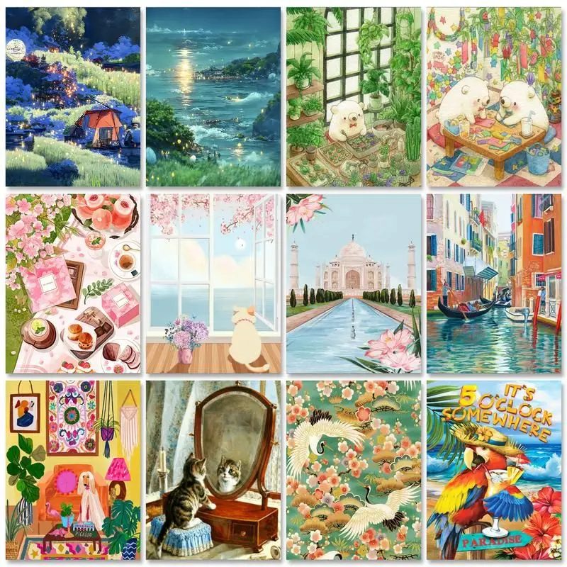 

RUOPOTY Diy Painting By Numbers With Frame Illustration Acrylic Paint Picture By Numbers Handicrafts For Home Decors 60x75cm Cra