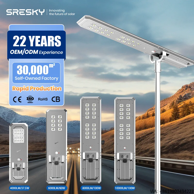 

SRESKY Solar Driveway Lights 40w 60w 80w 100w Solar Power Lights Lampara Solares Exteriores Solar Streets Lights Waterproof