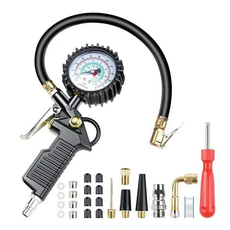 

Tire Air Pressure Gauge Car Tire Pressure Gauge Automatic Heavy-Duty Portable Compressor Accessory Adapter Nozzle For RV Bike