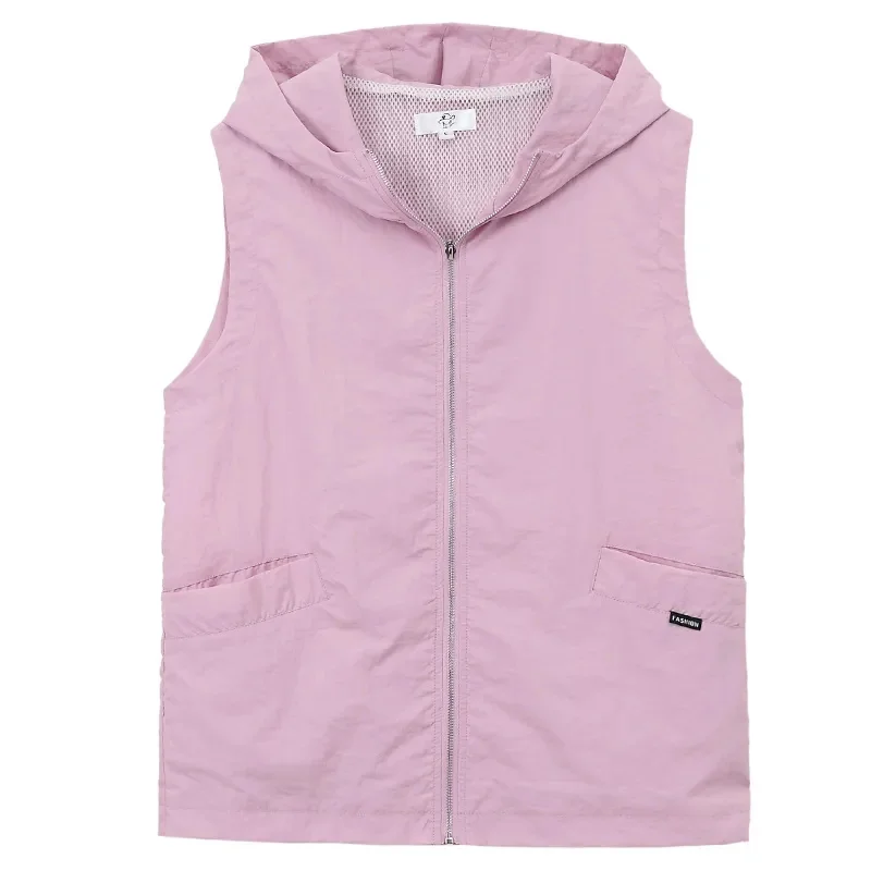 Primavera estate donna gilet nuova fodera Casual giacca senza maniche donna cerniera con cappuccio gilet sottile capispalla femminile Chaleco Mujer