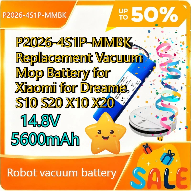 14.8V 5600mAh P2026-4S1P-MMBK Replacement Vacuum Mop Battery for Xiaomi for Dreame S10 S20 X10 X20