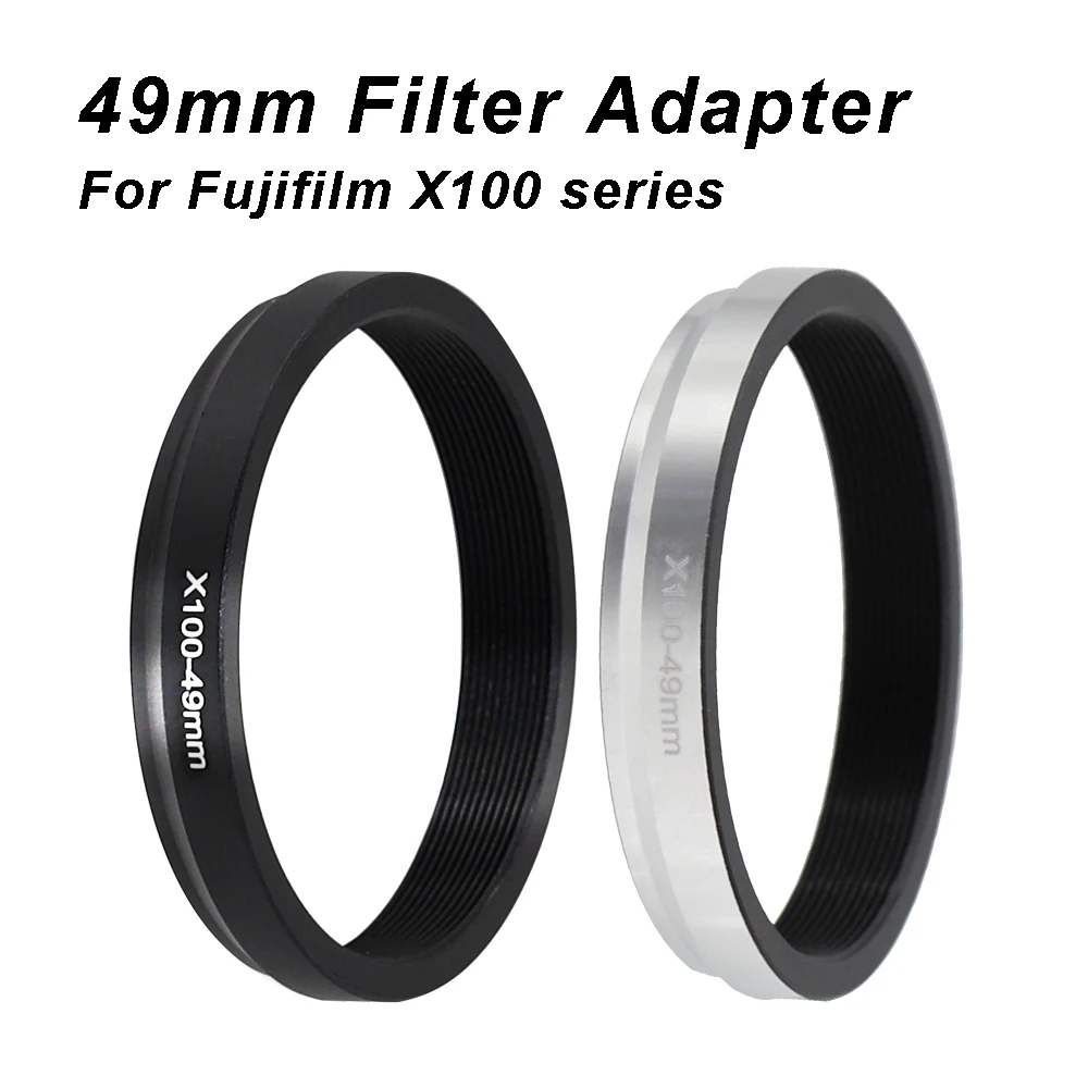 Pierścień adaptera filtra 49 mm do aparatu Fujifilm X100 series X100 X100S X100T X100F X100V X100VI Stop aluminium czarny/srebrny