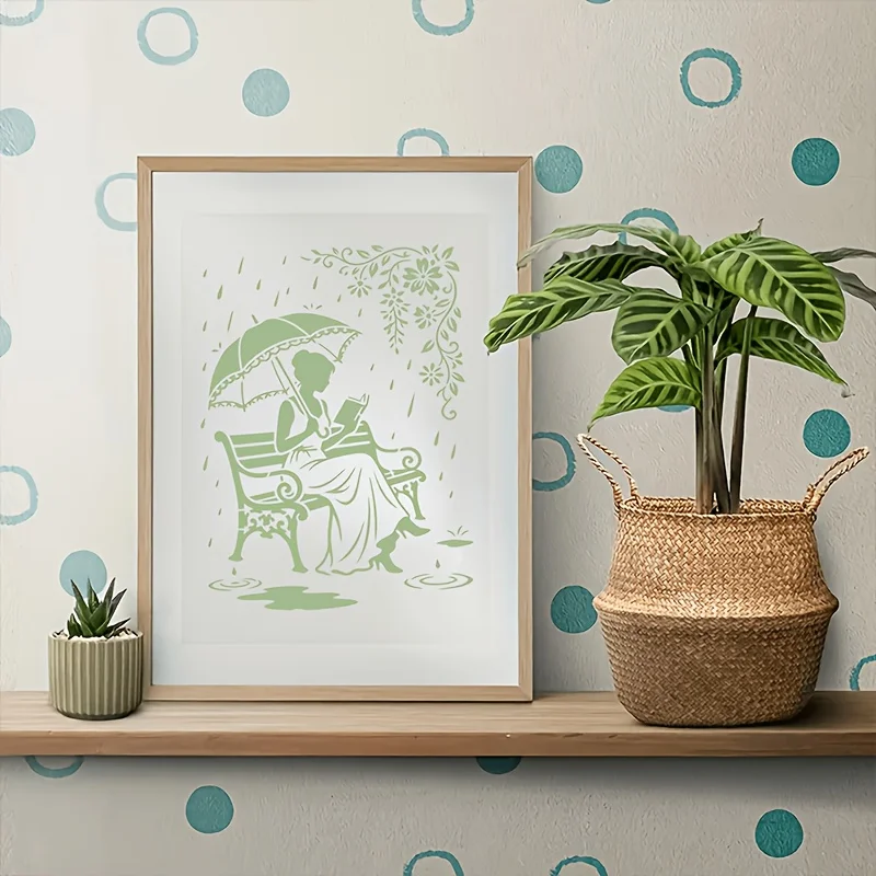 A4 29 *21cm Rainy Park DIY Stencils Wall Painting Scrapbook Coloring Embossing Album Decorative Paper Card Template,wall view 3