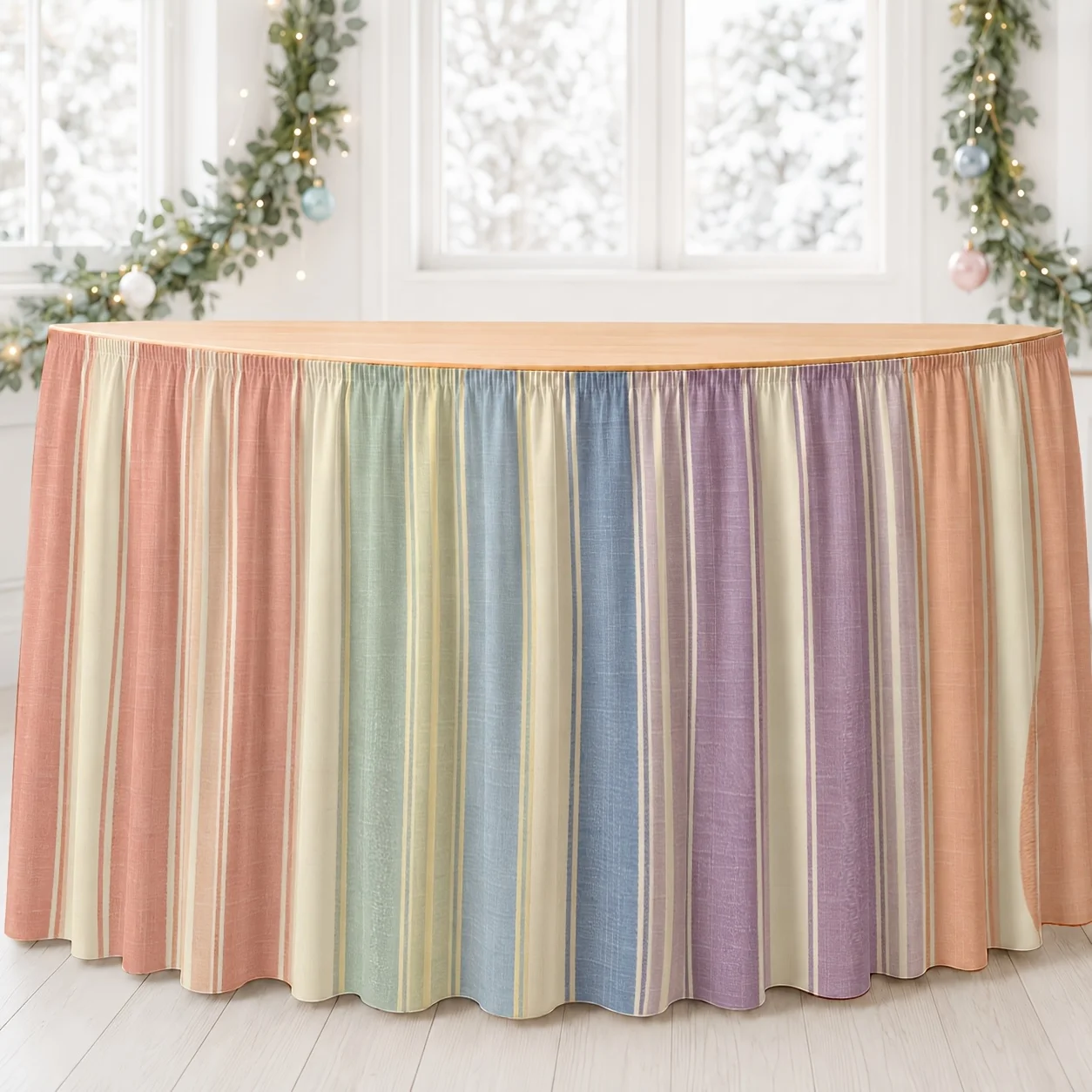 1 piece of soft pastel striped tablecloth, suitable for weddings, baby showers, and birthday partieszyc