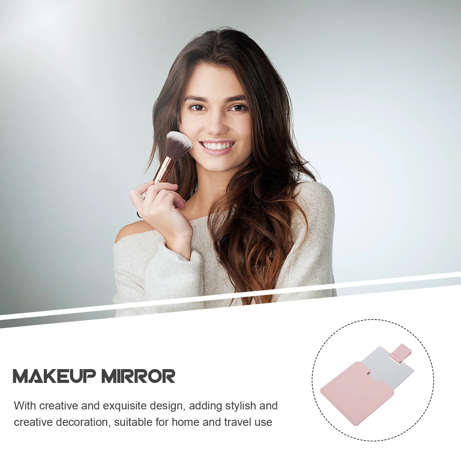 

Portable Makeup Mirror Stainless Steel PU Travel Vanity Mirror for Women Lightweight Durable Bathroom Bedroom Use