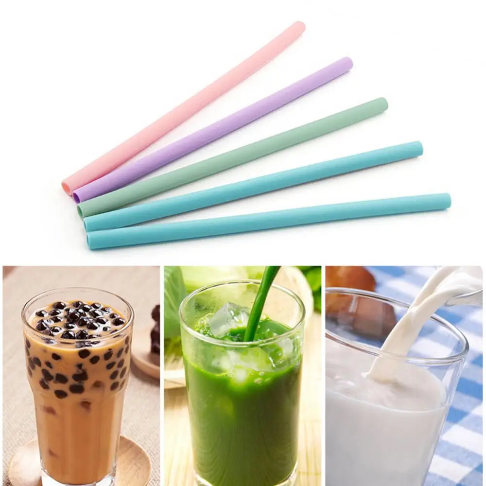 Reusable Portable Silicone Drinking Straws Juice Beverage Travel Straight Silicone Drinking Straw Pipe Bar Accessories