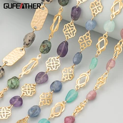 GUFEATHER C389,chain,18k gold plated,copper,natural stone,nickel free,hand made,jewelry making,diy bracelet necklace,1m/lot