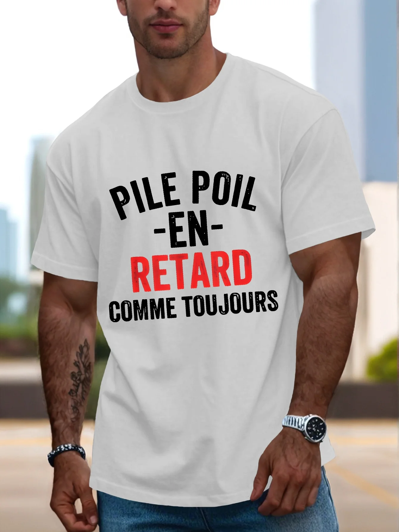 

Men's Short Sleeve Cotton T-Shirt, Funny French Phrase T-Shirt, I'M Not... I' Slogan, French Humor Short Sleeve Summer Top Tee