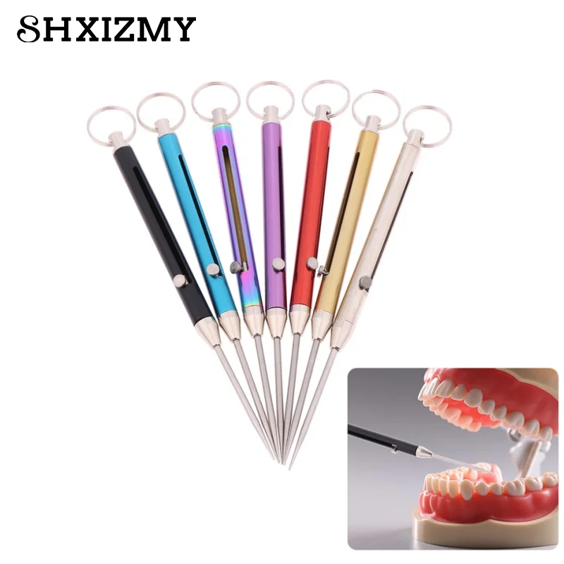 1pcs Titanium Alloy Telescopic Toothpick Keychain Pendant Gift Fruit Fork Camping Toothpick Holder Unpacking Tool