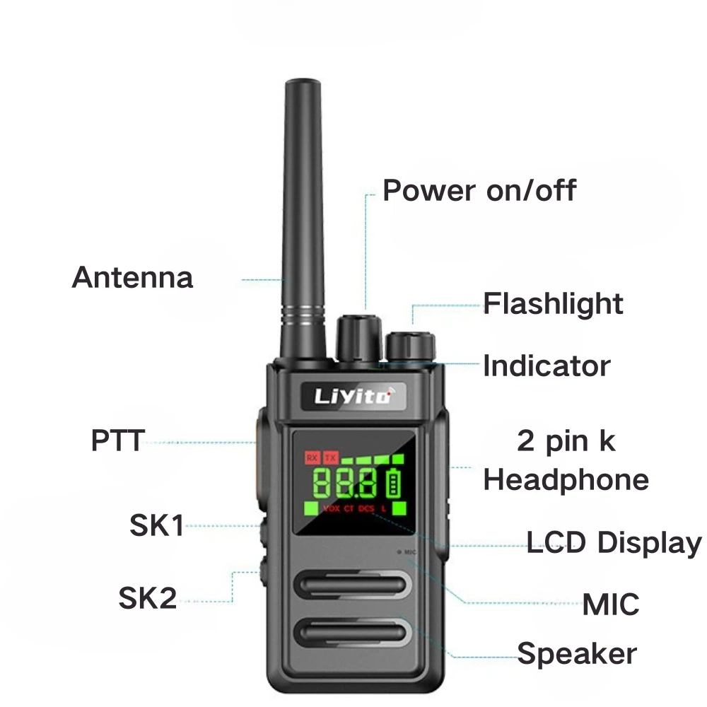 5W トランシーバー 2 個 韓国 オーストラリア 一般使用周波数 双方向ラジオ ハンズフリー 懐中電灯付き レストラン ホテル用