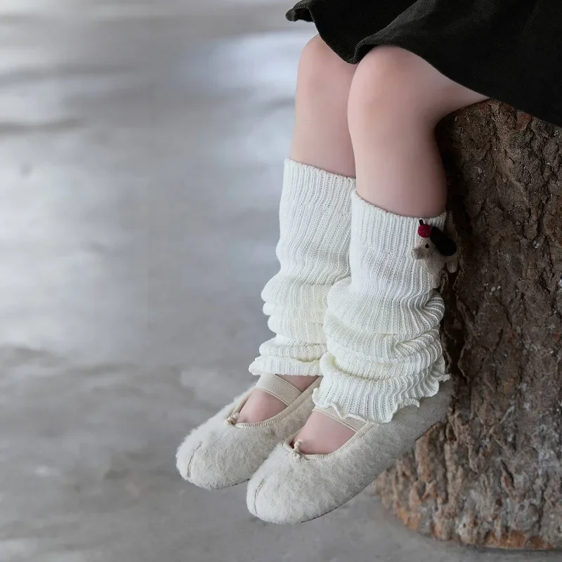 Children Leg Warmers cute cartoon dog Knitted Socks Baby Girls Warm Foot Cover kawaii Sweet Ballet Guards Socks Long Stockings