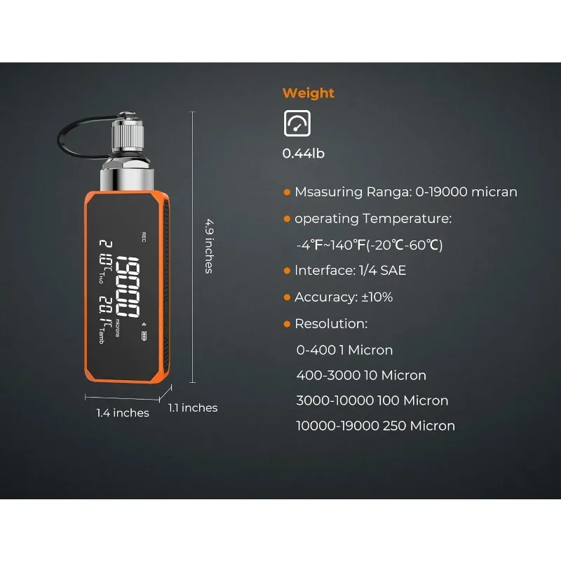 VGW Mini Digital Micron Vacuum Gauge HVAC Refrigeration Tester High Precision Portable