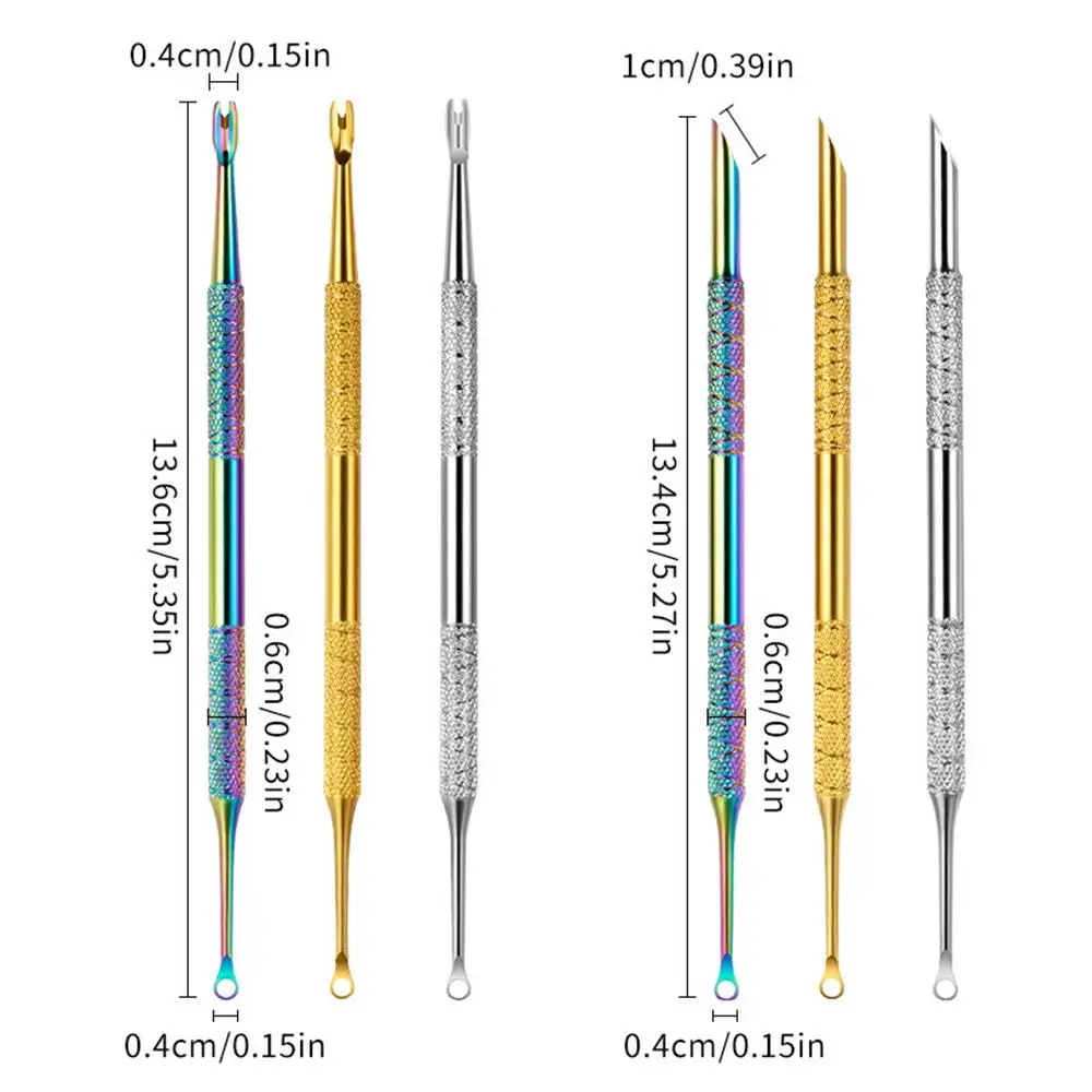 1 pçs prego cuticlue empurrador removedor de cutícula de ponta dupla de aço inoxidável borda do prego removedor de pele morta gel polonês ferramenta de limpeza
