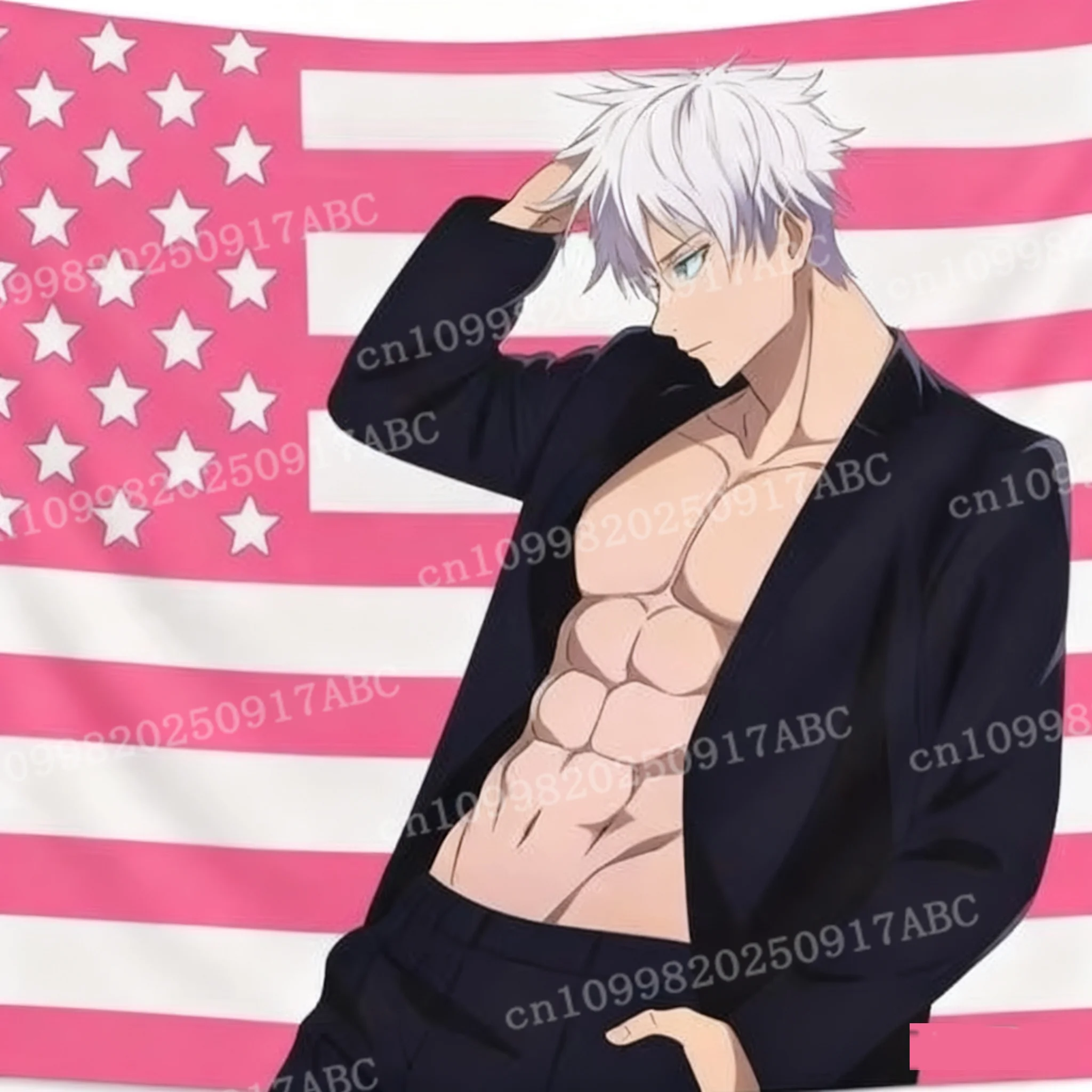 Anime Tapisserie Satoru Gojo Rosa Flaggen Hause Tapisserie Wandteppiche Bedroon Tapeten Hintergrund Wand Tuch Party Banner Dekor
