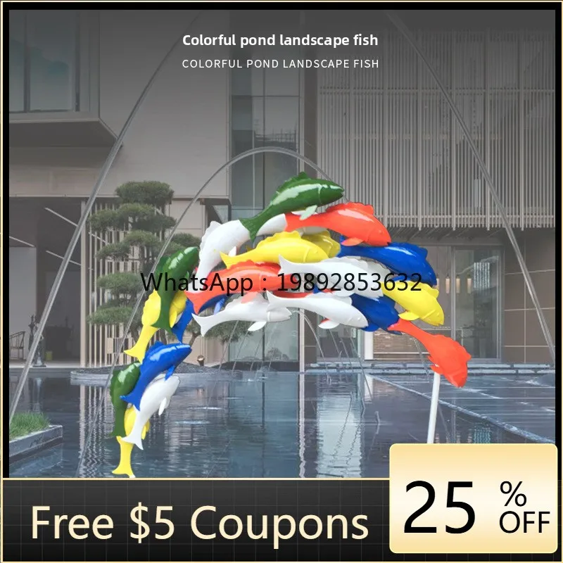 LYY Stainless Steel Colorful Fish School Pool Sculpture Simple Abstract Outdoor Landscape Art Decoration Ornament