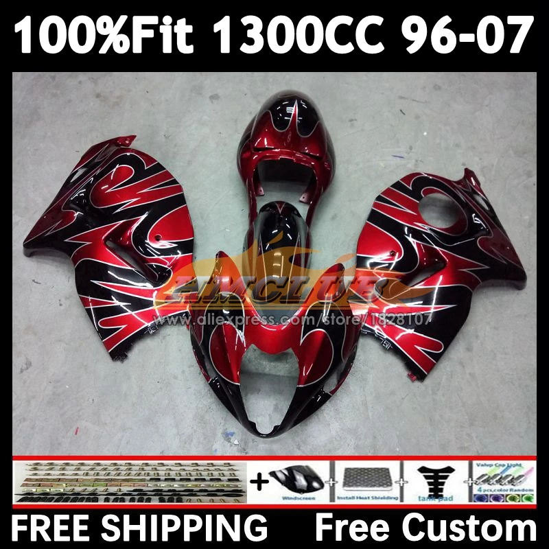 

Red flames Fairing For SUZUKI GSXR1300 1300 Hayabusa 1996 1997 1998 1999 2000 37No.287 GSXR-1300 2001 2002 2003 2005 2006 2007
