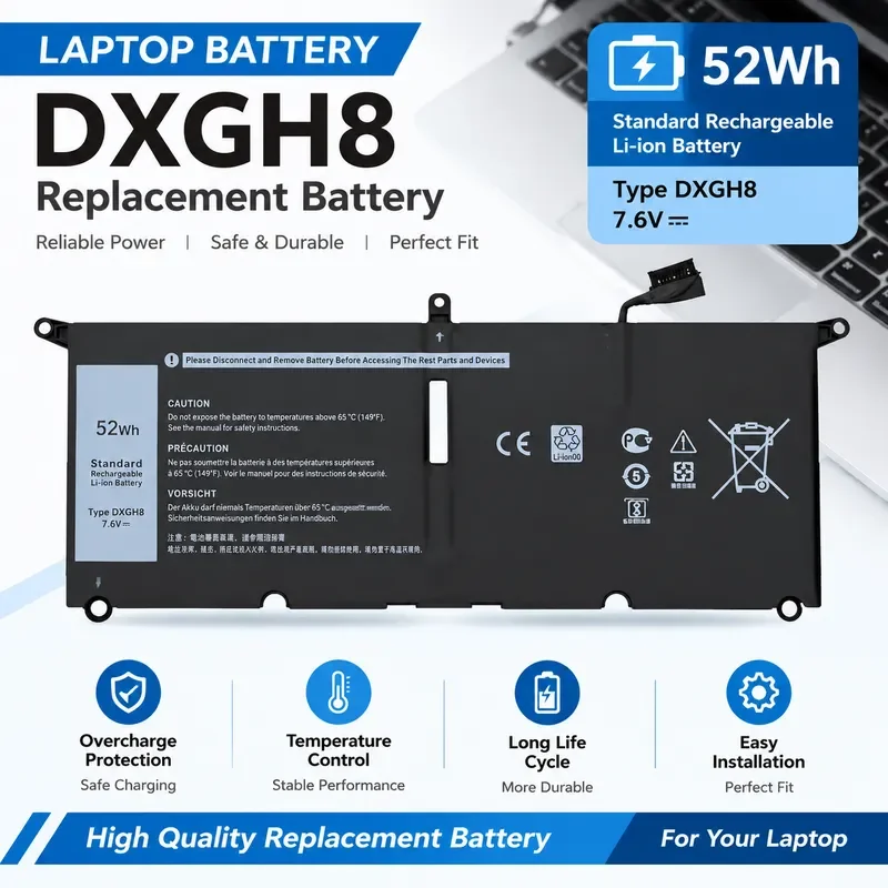Replacement Battery for XPS 13 9370 9380 9305 7390 P82G HK6N5 DXGH8 Laptop Internal Rechargeable Battery Pack