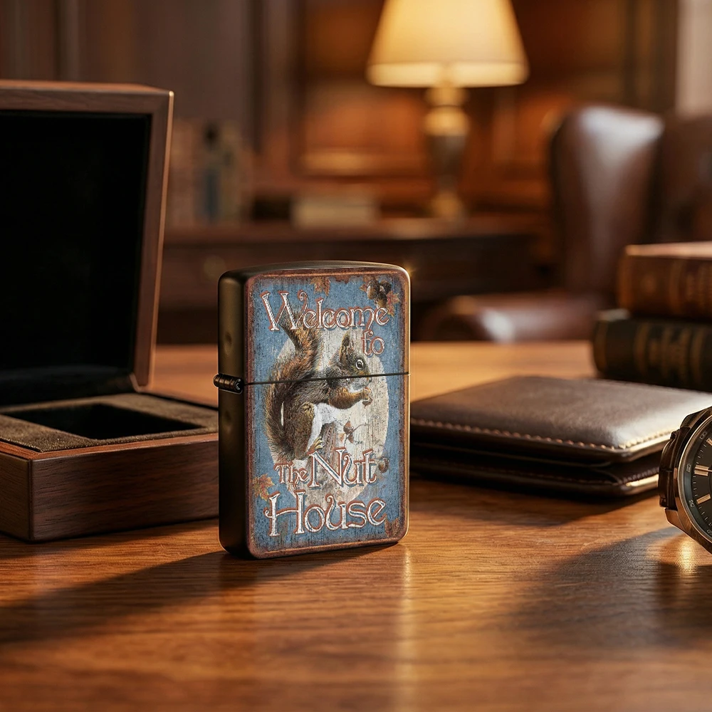 Vintage Flip Top Lighter lighters vintage Retro Squirrel Nut House Art Print lighters for smokers For Collectible Daily Carry