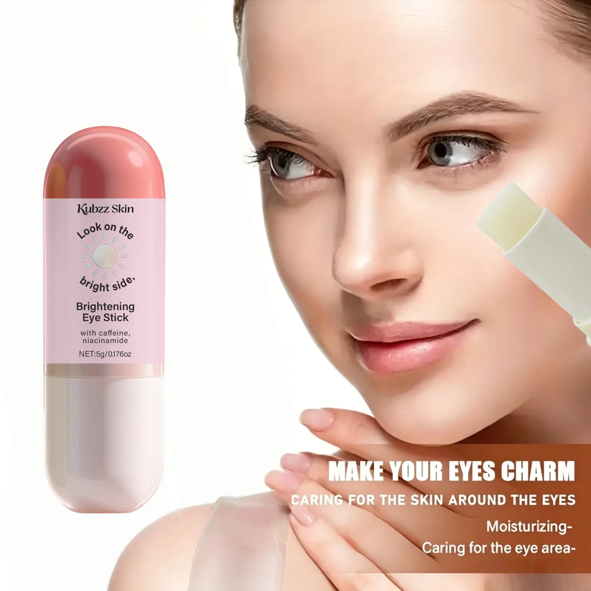 【Instant Lifting and Firming】Highly Concentrated Caffeine Firming and Nourishing Eye Cream Stick, Added with Collagen, Ceramide Np, Niacinamide, and Caffeine, the Texture Is Refreshing and Easy to Absorb, Instantly Lifts and Firms the Skin Around the Eyes