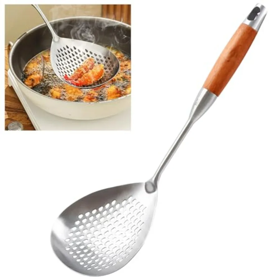 

Skimmer Slotted Spoon, 304 Stainless Steel Spider Strainer Skimmer Ladle Spoon for Cooking and Frying, Pasta Strainer Spoon for