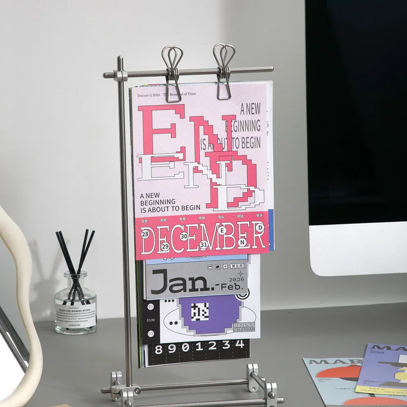 2026 calendários de eixo óptico coreano ins calendário semanal suporte estilo futuro escritório desktop ornamento decoração criativa suporte caixa de presente