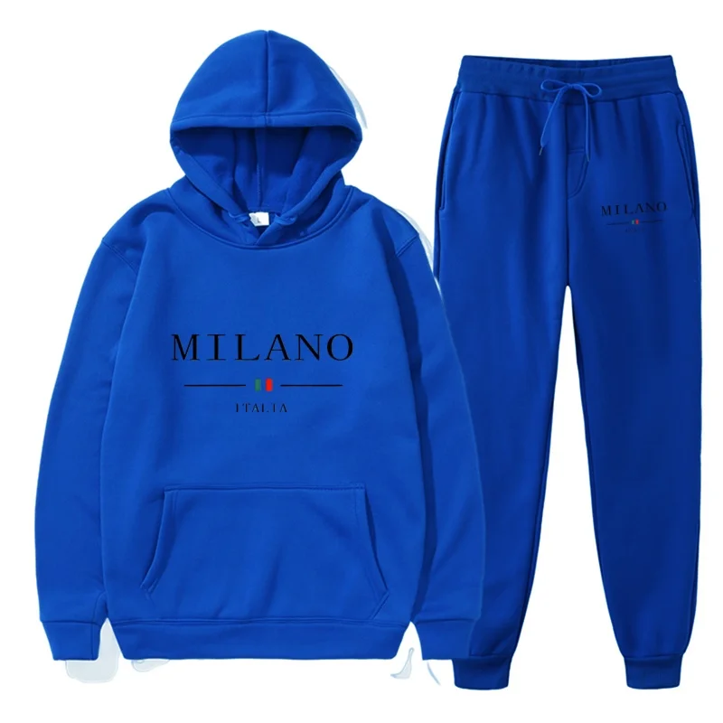 

Men's Sports Hoodie Set Luxurious Milan Print Sweatshirt Jogging Pants Hoodie Jogging Pants Casual Streetwear Sportswear