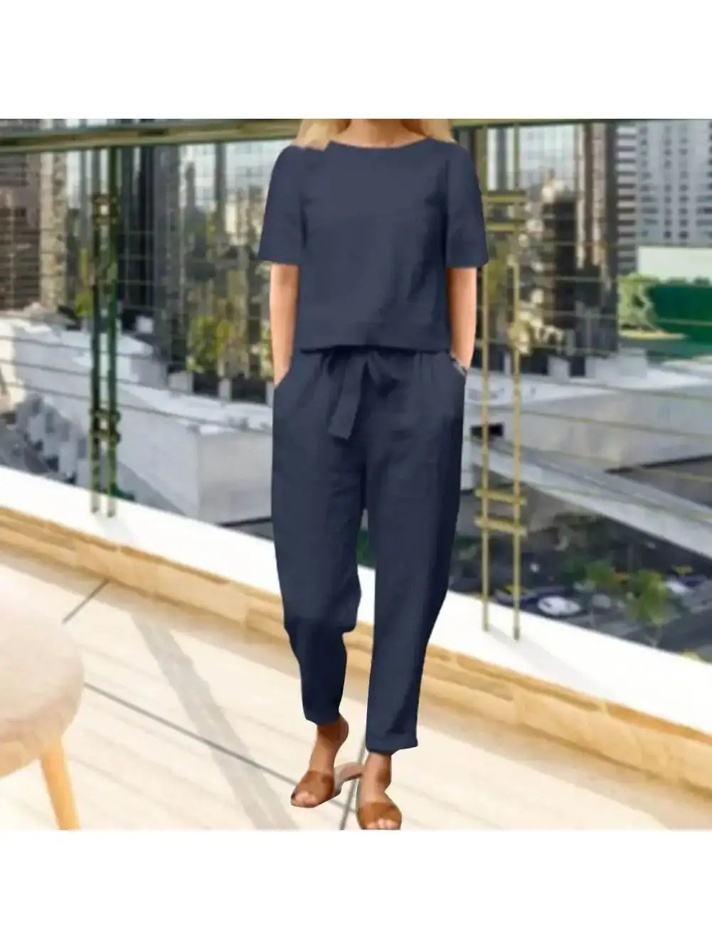 Women's Faion Matching Set T-irt Pants Casual Color Tee-piece Set Autumn Winter Middle-aged Suitable Student Work orm